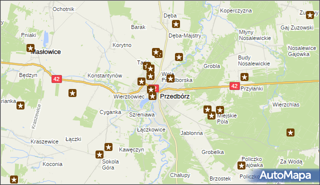 mapa Przedbórz powiat radomszczański, Przedbórz powiat radomszczański na mapie Targeo
