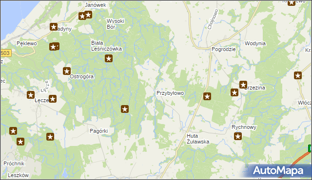 mapa Przybyłowo gmina Tolkmicko, Przybyłowo gmina Tolkmicko na mapie Targeo