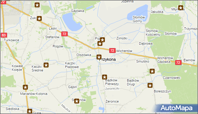 mapa Przykona, Przykona na mapie Targeo