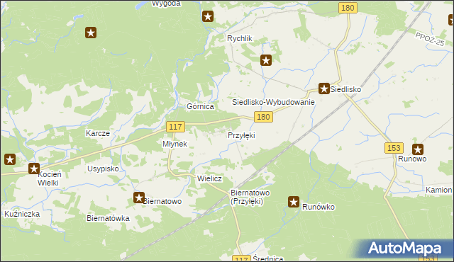 mapa Przyłęki gmina Trzcianka, Przyłęki gmina Trzcianka na mapie Targeo
