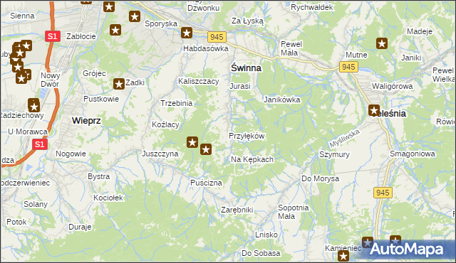 mapa Przyłęków, Przyłęków na mapie Targeo