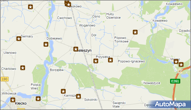 mapa Przysieka gmina Mieleszyn, Przysieka gmina Mieleszyn na mapie Targeo