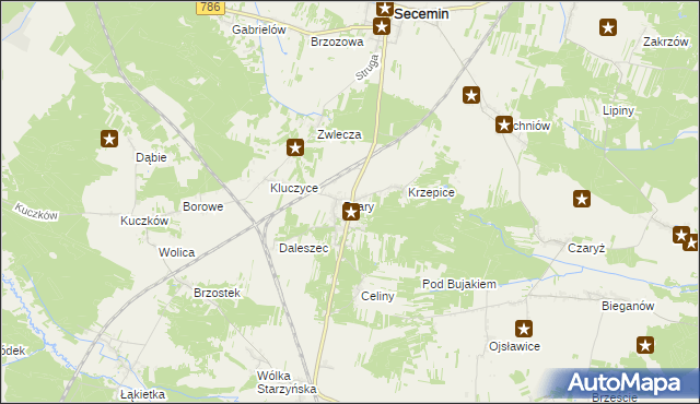 mapa Psary-Kolonia, Psary-Kolonia na mapie Targeo