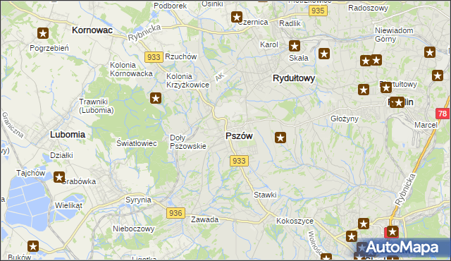 mapa Pszów, Pszów na mapie Targeo