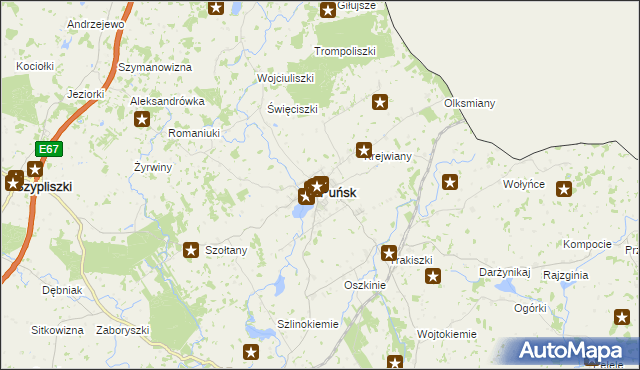 mapa Puńsk, Puńsk na mapie Targeo