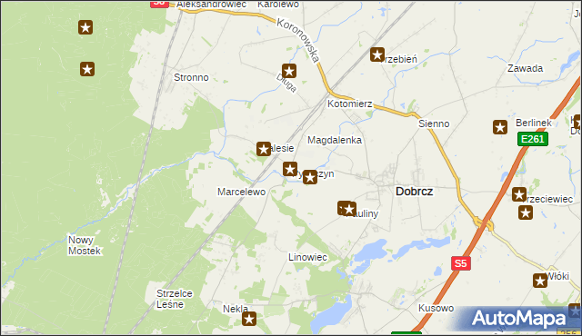 mapa Pyszczyn gmina Dobrcz, Pyszczyn gmina Dobrcz na mapie Targeo