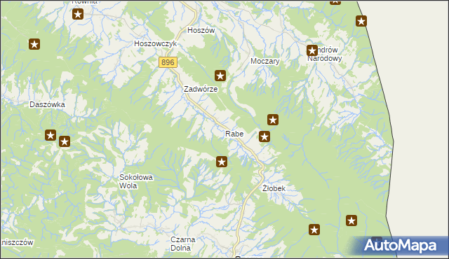 mapa Rabe gmina Czarna, Rabe gmina Czarna na mapie Targeo