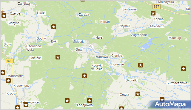mapa Radawa, Radawa na mapie Targeo