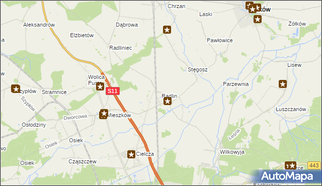 mapa Radlin gmina Jarocin, Radlin gmina Jarocin na mapie Targeo