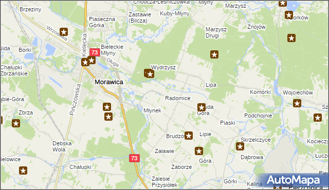 mapa Radomice gmina Morawica, Radomice gmina Morawica na mapie Targeo