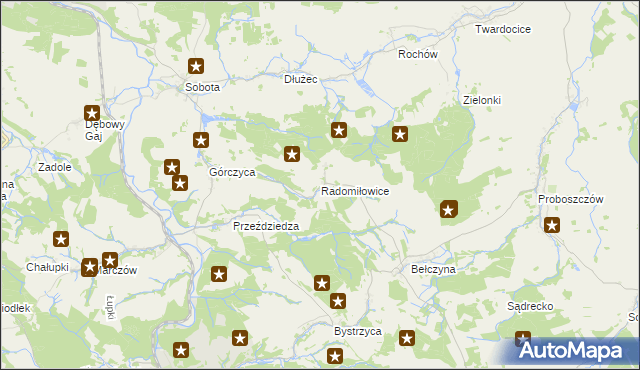 mapa Radomiłowice, Radomiłowice na mapie Targeo