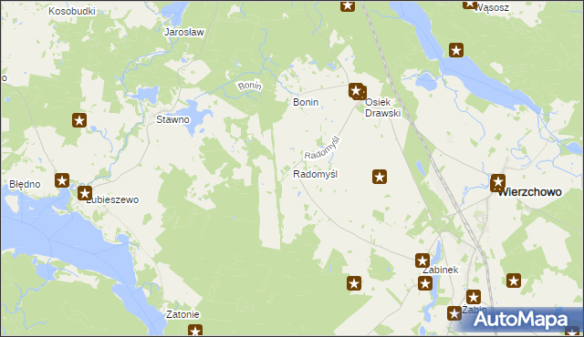 mapa Radomyśl gmina Wierzchowo, Radomyśl gmina Wierzchowo na mapie Targeo