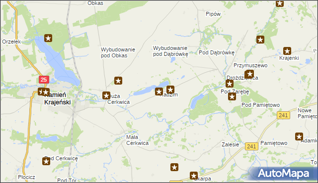 mapa Radzim gmina Kamień Krajeński, Radzim gmina Kamień Krajeński na mapie Targeo
