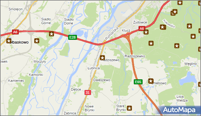 mapa Radziszewo gmina Gryfino, Radziszewo gmina Gryfino na mapie Targeo
