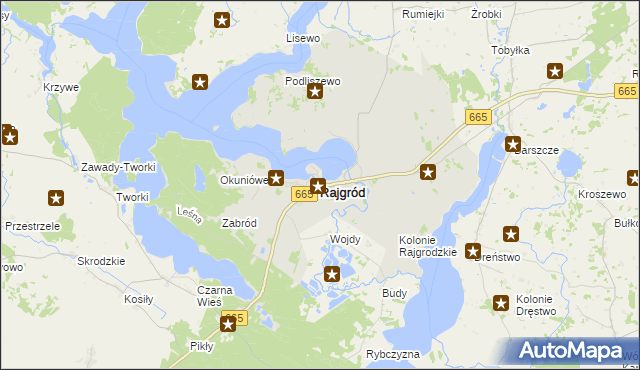 mapa Rajgród powiat grajewski, Rajgród powiat grajewski na mapie Targeo
