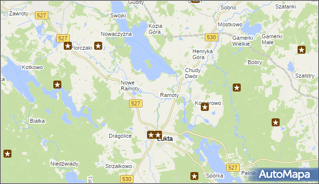 mapa Ramoty gmina Łukta, Ramoty gmina Łukta na mapie Targeo