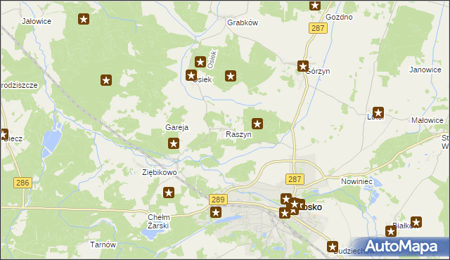 mapa Raszyn gmina Lubsko, Raszyn gmina Lubsko na mapie Targeo