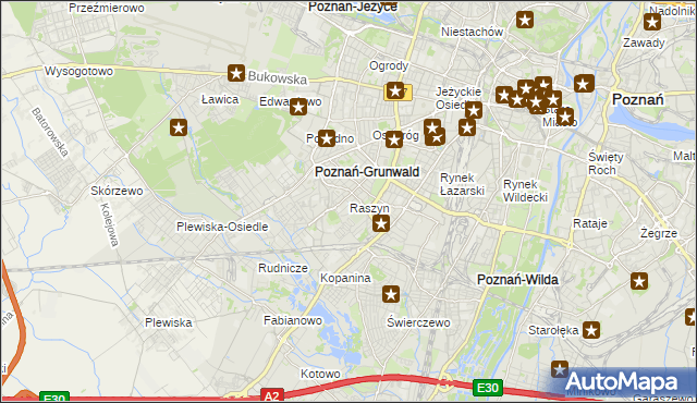 mapa Raszyn gmina Poznań, Raszyn gmina Poznań na mapie Targeo