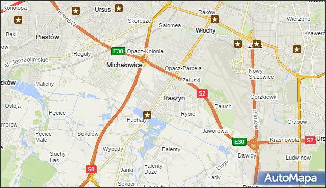 mapa Raszyn powiat pruszkowski, Raszyn powiat pruszkowski na mapie Targeo