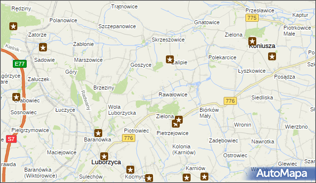 mapa Rawałowice, Rawałowice na mapie Targeo
