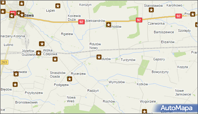 mapa Rdutów gmina Chodów, Rdutów gmina Chodów na mapie Targeo
