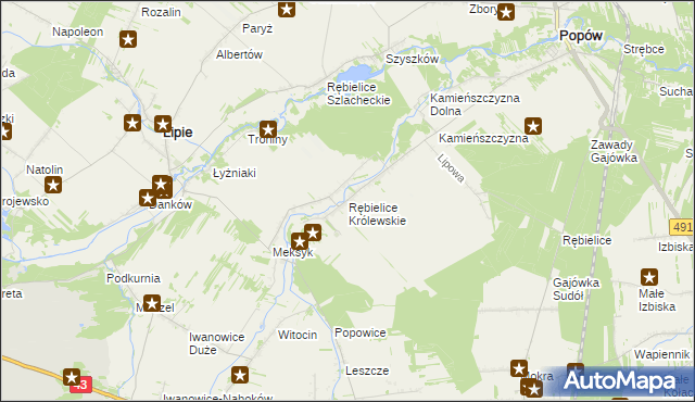 mapa Rębielice Królewskie, Rębielice Królewskie na mapie Targeo