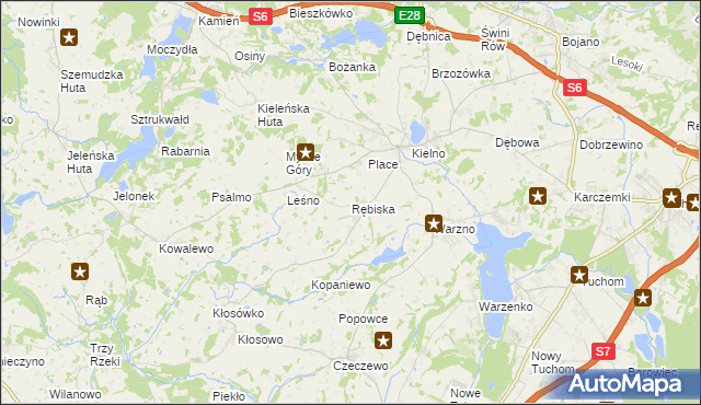 mapa Rębiska gmina Szemud, Rębiska gmina Szemud na mapie Targeo