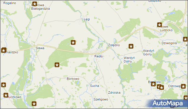 mapa Redło gmina Połczyn-Zdrój, Redło gmina Połczyn-Zdrój na mapie Targeo