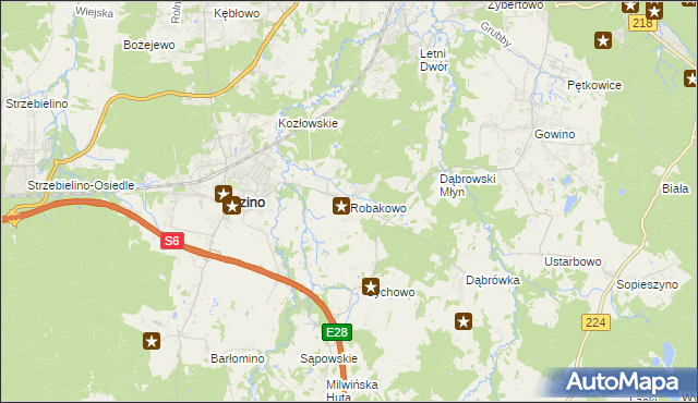 mapa Robakowo gmina Luzino, Robakowo gmina Luzino na mapie Targeo