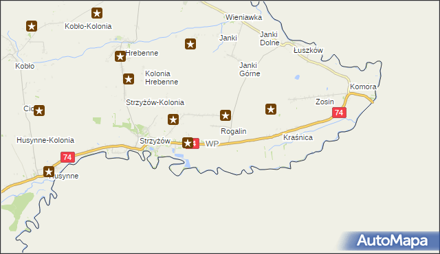 mapa Rogalin gmina Horodło, Rogalin gmina Horodło na mapie Targeo