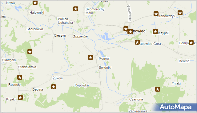 mapa Rogów gmina Grabowiec, Rogów gmina Grabowiec na mapie Targeo
