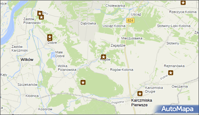 mapa Rogów gmina Wilków, Rogów gmina Wilków na mapie Targeo