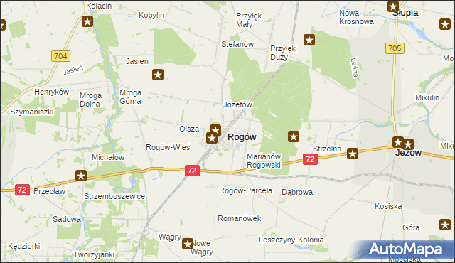 mapa Rogów powiat brzeziński, Rogów powiat brzeziński na mapie Targeo