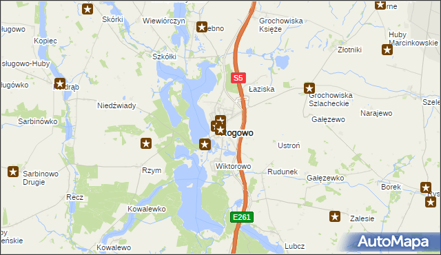 mapa Rogowo powiat żniński, Rogowo powiat żniński na mapie Targeo