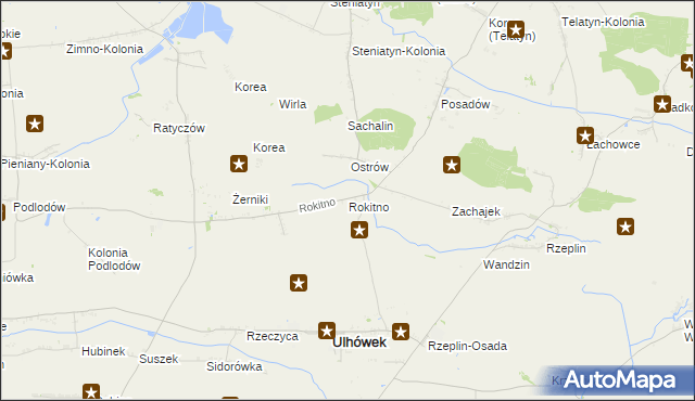 mapa Rokitno gmina Ulhówek, Rokitno gmina Ulhówek na mapie Targeo