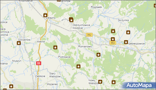 mapa Romanowo gmina Kłodzko, Romanowo gmina Kłodzko na mapie Targeo