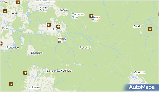 mapa Rosochy gmina Bliżyn, Rosochy gmina Bliżyn na mapie Targeo