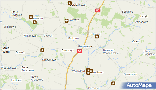 mapa Rostkowice gmina Wyszogród, Rostkowice gmina Wyszogród na mapie Targeo