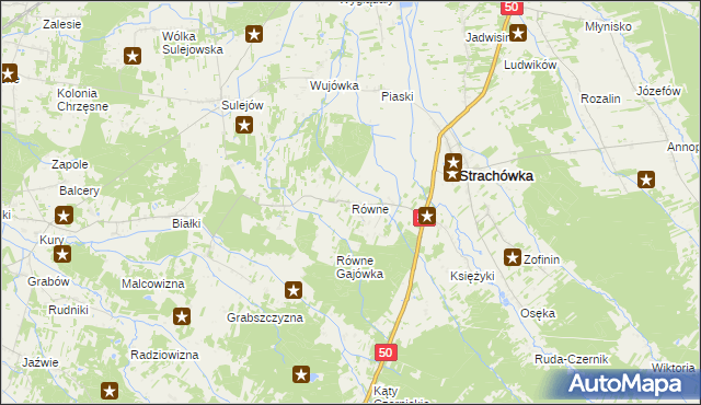 mapa Równe gmina Strachówka, Równe gmina Strachówka na mapie Targeo