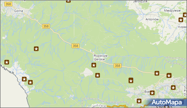 mapa Rozdroże Izerskie, Rozdroże Izerskie na mapie Targeo
