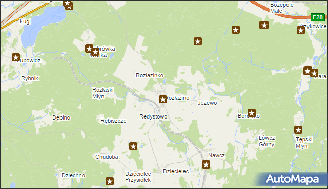 mapa Rozłazino gmina Łęczyce, Rozłazino gmina Łęczyce na mapie Targeo