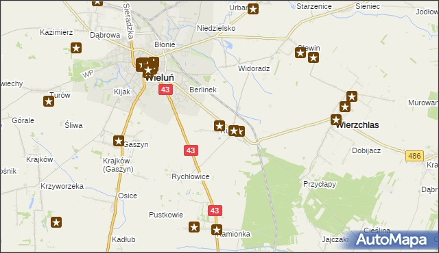 mapa Ruda gmina Wieluń, Ruda gmina Wieluń na mapie Targeo