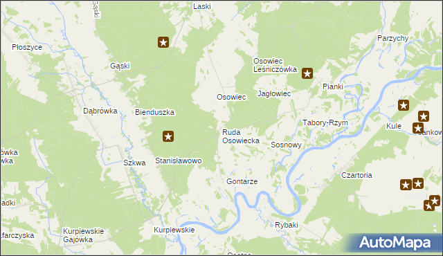 mapa Ruda Osowiecka, Ruda Osowiecka na mapie Targeo