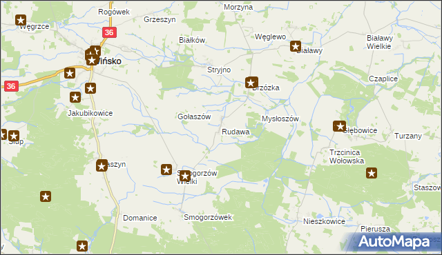 mapa Rudawa gmina Wińsko, Rudawa gmina Wińsko na mapie Targeo