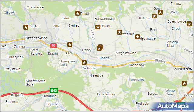 mapa Rudawa gmina Zabierzów, Rudawa gmina Zabierzów na mapie Targeo