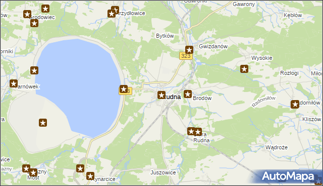 mapa Rudna powiat lubiński, Rudna powiat lubiński na mapie Targeo