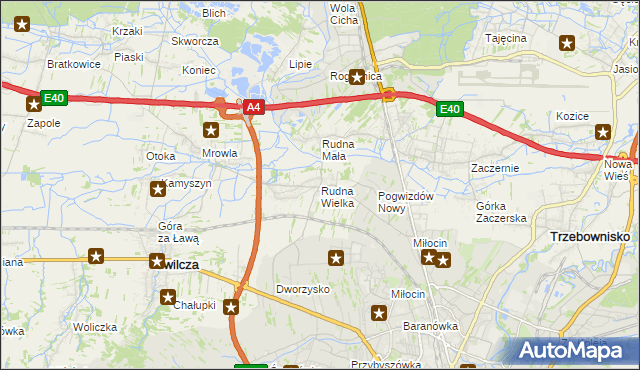 mapa Rudna Wielka gmina Świlcza, Rudna Wielka gmina Świlcza na mapie Targeo
