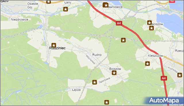 mapa Rudno gmina Rudziniec, Rudno gmina Rudziniec na mapie Targeo