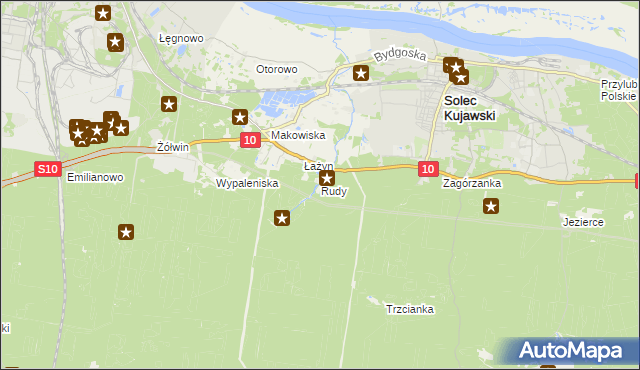 mapa Rudy gmina Solec Kujawski, Rudy gmina Solec Kujawski na mapie Targeo