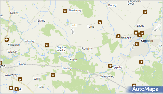 mapa Rusajny, Rusajny na mapie Targeo